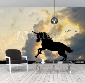 Picture of Unicorn silhouette at sunset